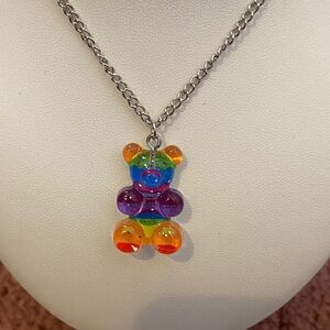 Rainbow Gummy Bear Pendant Necklace